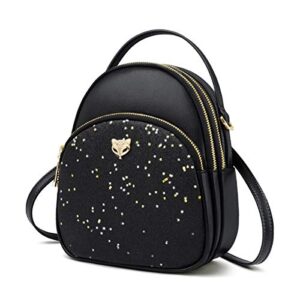 mini backpack purse for women crossbody phone bag wallets handbags clutch shoulder bags, black, one size