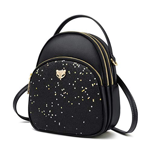 Mini Backpack Purse for Women Crossbody Phone Bag Wallets Handbags Clutch Shoulder bags, Black, One Size