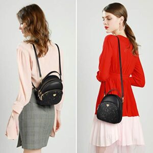 Mini Backpack Purse for Women Crossbody Phone Bag Wallets Handbags Clutch Shoulder bags, Black, One Size