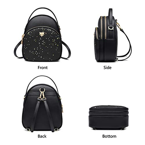 Mini Backpack Purse for Women Crossbody Phone Bag Wallets Handbags Clutch Shoulder bags, Black, One Size