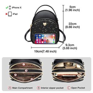 Mini Backpack Purse for Women Crossbody Phone Bag Wallets Handbags Clutch Shoulder bags, Black, One Size