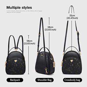Mini Backpack Purse for Women Crossbody Phone Bag Wallets Handbags Clutch Shoulder bags, Black, One Size