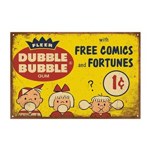 tin signs retro reproduction bubble gum advert, funny vintage decor for home bar room diner garage kitchen, 8×12 inches