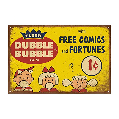 Tin Signs Retro Reproduction Bubble Gum Advert, Funny Vintage Decor for Home Bar Room Diner Garage Kitchen, 8x12 Inches