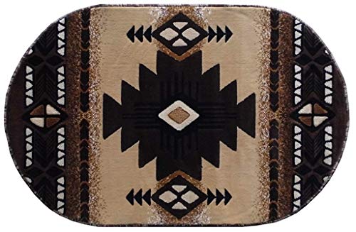 Champion Rugs Southwestern Navajo Aztec Native American Geometric Area Rug Berber (3 Feet X 5 Feet Oval)