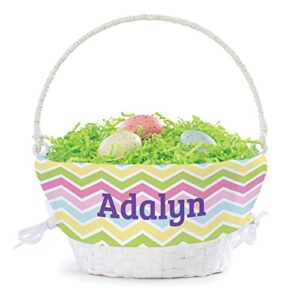 personalized easter egg basket for her with handle and custom name | chevron easter basket liners | white basket | woven easter baskets for kids | customized easter basket | gift for easter