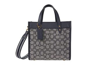 coach signature jacquard field tote 22 b4/navy midnight navy one size