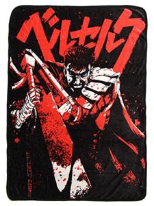 bioworld berserk anime guts character soft plush fleece throw blanket 45″ x 60″