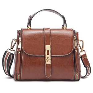 zhongningyifeng crossbody purse for women shoulder bag soft leather waterproof fashion handbag small upgrade (brown)