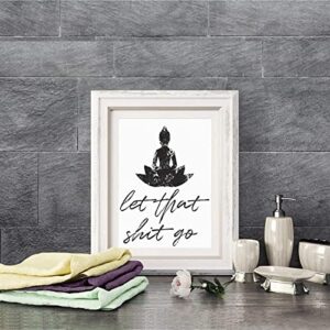 OMCCXO Funny Bathroom Sign Canvas Prints and Poster Let That Shit Go Quote Bathroom Art for Men Painting Wall Picture Bathroom Decor 16x20inch(40x50cm)