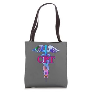 certified phlebotomy technician cpt caduceus medical symbol tote bag