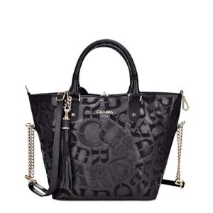 Cuadra Women's Tote Bag in Genuine Leather with Genuine Stingray Leather Black