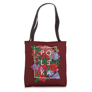 flowers of poland word art – polska polish pride tote bag