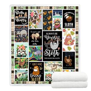 yuntu sloth throw blankets sloth gifts for women and girls sloth lovers super soft warm sherpa sloth blankets for kids and adults