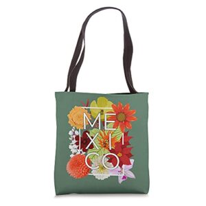flowers of mexico word art – mexican pride tote bag