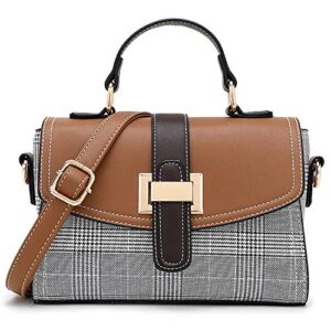 zhongningyifeng crossbody purse for women shoulder bag leather waterproof retro fashion handbag small (brown)