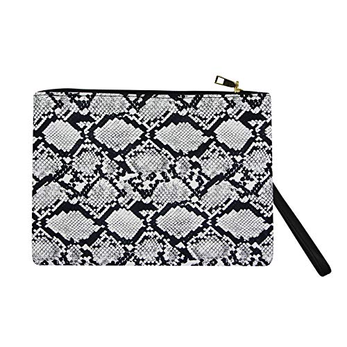 MOSSTYUS Womens Oversized Clutch Bag Purse, Snake Skin Envelope Bag Evening Handbags with Strap, Wristlet Wallet, White