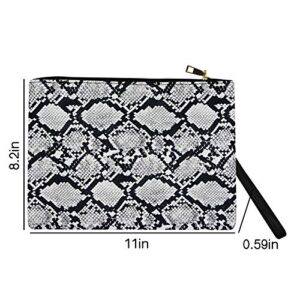 MOSSTYUS Womens Oversized Clutch Bag Purse, Snake Skin Envelope Bag Evening Handbags with Strap, Wristlet Wallet, White