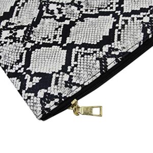 MOSSTYUS Womens Oversized Clutch Bag Purse, Snake Skin Envelope Bag Evening Handbags with Strap, Wristlet Wallet, White