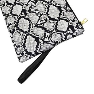 MOSSTYUS Womens Oversized Clutch Bag Purse, Snake Skin Envelope Bag Evening Handbags with Strap, Wristlet Wallet, White