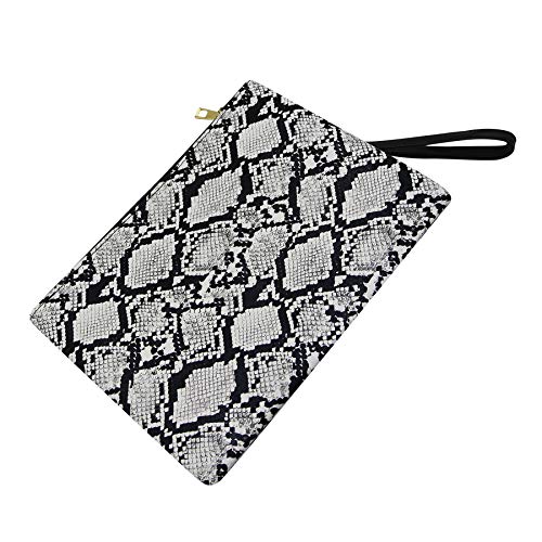 MOSSTYUS Womens Oversized Clutch Bag Purse, Snake Skin Envelope Bag Evening Handbags with Strap, Wristlet Wallet, White