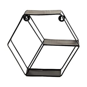 nearly natural 10in. black matte hexagon wall shelf