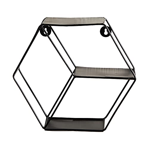 Nearly Natural 10in. Black Matte Hexagon Wall Shelf