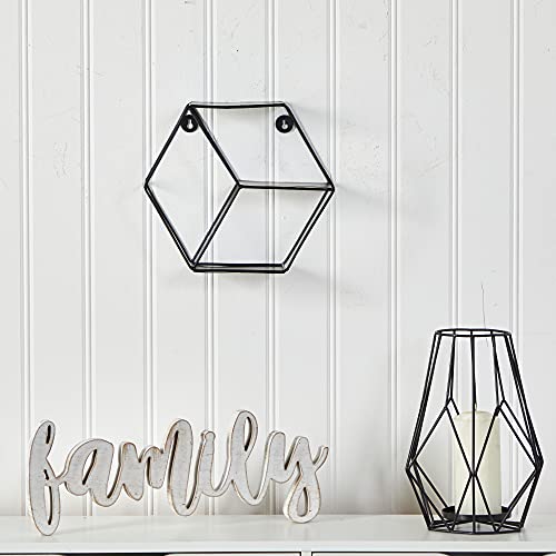 Nearly Natural 10in. Black Matte Hexagon Wall Shelf