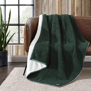 eddie bauer – throw blanket, reversible sherpa bedding, medium weight & warm home decor (green, throw)