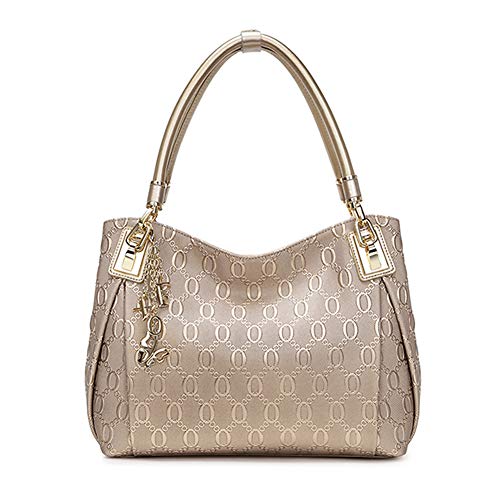 Women's Handbags Purses Leather Handbag Ladies Top-handle Tote Crossbody Shoulder Bag (golden) One Size