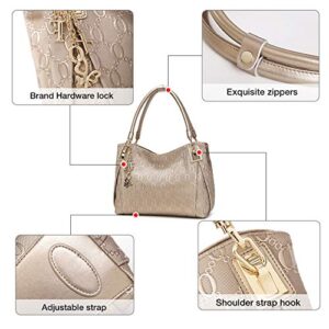 Women's Handbags Purses Leather Handbag Ladies Top-handle Tote Crossbody Shoulder Bag (golden) One Size