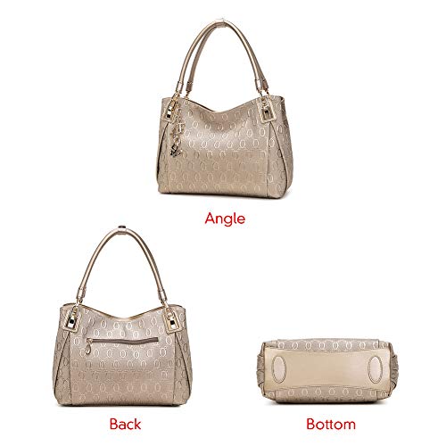 Women's Handbags Purses Leather Handbag Ladies Top-handle Tote Crossbody Shoulder Bag (golden) One Size
