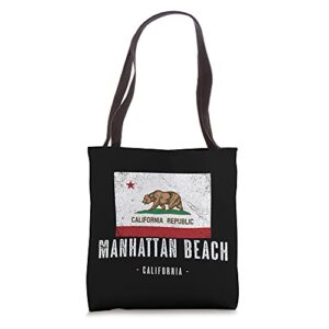 manhattan beach california | cali city souvenir, ca flag top tote bag