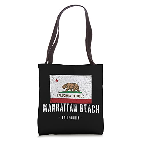 MANHATTAN BEACH California | Cali City Souvenir, CA Flag Top Tote Bag