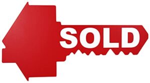 sold sign for new home owners – key shaped – real estate agent supplies – just sold – social media photo props for realtors and home owners – our new home sign – closing sign first house