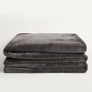 unhide cuddle puddle – faux fur blanket – oversized, lightweight, extra soft blanket – machine washable – add a layer of softness to any bed or couch – 100” x 100” – charcoal charlie