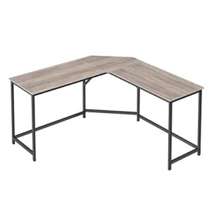 vasagle l-shaped computer desk, industrial workstation for home office study writing and gaming, space-saving, easy assembly, 58.7”d x 58.7”w, greige