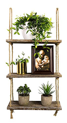 undrand 2 Pack Rustic Wood Floating Shelves for Wall, Boho Wall Decor Plant Shelf Bathroom Shelves Farmhouse Decor Wall Shelf Bedroom Wall Decor