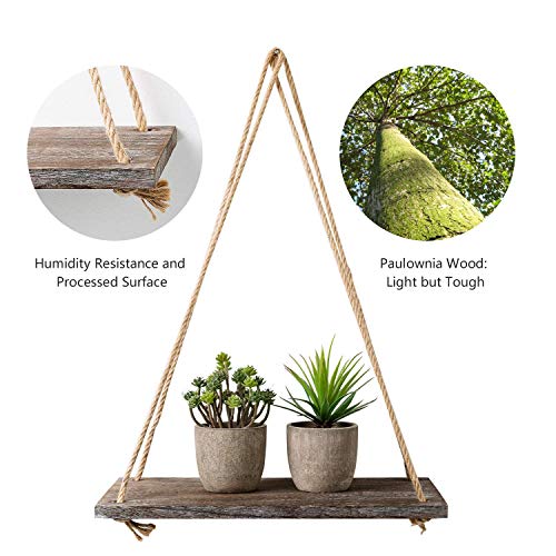 undrand 2 Pack Rustic Wood Floating Shelves for Wall, Boho Wall Decor Plant Shelf Bathroom Shelves Farmhouse Decor Wall Shelf Bedroom Wall Decor