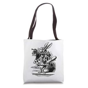 vintage alice in wonderland, the white rabbit as a herald tote bag
