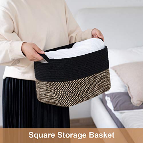 Goodpick Cube Storage Bins - Shelf Baskets for Storage Closet Storage Basket Towel Book Cloth Storage Bins for Office Woven Basket for Shelves Baby Laundry Basket Toys Storage Basket, 13''x9.8''x9''