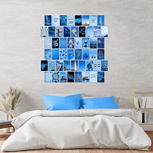 WOONKIT Blue Wall Collage Kit Aesthetic Pictures, Room Decor for Teen Girls, Blue Wall Room Bedroom Dorm Decor, Blue Wall Posters Prints, Photo Collage Kit, Trendy Teen, 50pcs 4x6 inch