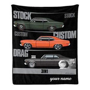 cuxweot personalized blanket custom text name car soft fleece throw blanket for gifts (50 x 60 inches)
