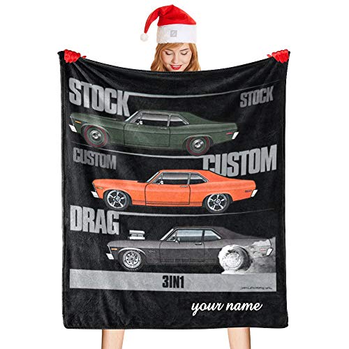 CUXWEOT Personalized Blanket Custom Text Name Car Soft Fleece Throw Blanket for Gifts (50 X 60 inches)