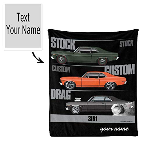 CUXWEOT Personalized Blanket Custom Text Name Car Soft Fleece Throw Blanket for Gifts (50 X 60 inches)