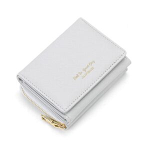 jiufeng women’s short wallet multi purpose zipper folded purses coins pouches multi-card position card organizer (gray)