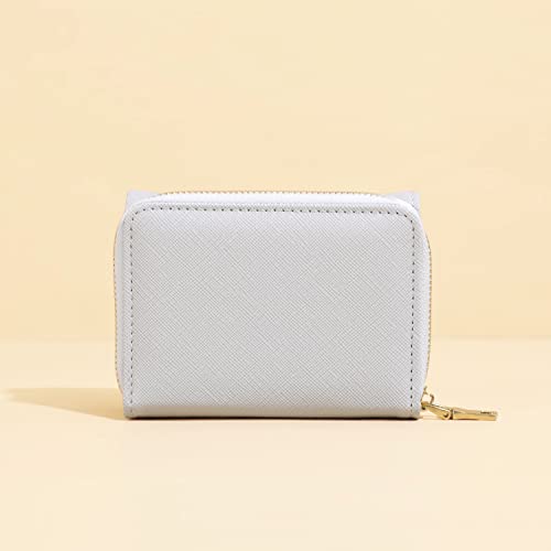 JIUFENG Women's Short Wallet Multi Purpose Zipper Folded Purses Coins Pouches Multi-card Position Card Organizer (Gray)