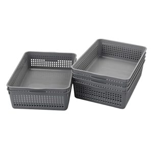 Nesmilers Plastic Baskets Trays, Office Storage Basket Set of 6