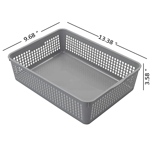 Nesmilers Plastic Baskets Trays, Office Storage Basket Set of 6