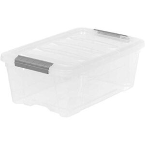 iris buckle up storage box, 12.9 quart, clear, 4 count